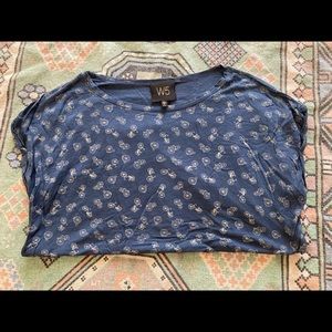 W5 Blue, Bicycle Print Top